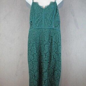 express dress women's size 2  green lace spaghetti strap mini dress
